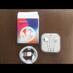 Bundle of lightning cable and earbuds for iPhone